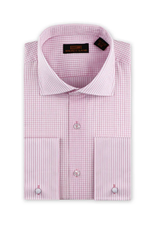 Men's Cotton Poplin Dress Shirts in Royal Blue with a Box Pleat at the Back for Added ComfortSteven Land | Flextime Dress Shirt French Cuff &  Spread collar Dress Shirt | Lavender Color