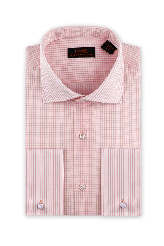 Plus Size Men's Striped Dress Shirts in Navy and White for a Nautical - Inspired StyleSteven Land | Flextime Dress Shirt French Cuff & Spread collar Dress Shirt | Pink Color Plus Size Men's Striped Dress Shirts in Navy and White for a Nautical - Inspired StyleSteven Land | Flextime Dress Shirt French Cuff & Spread collar Dress Shirt | Pink Color