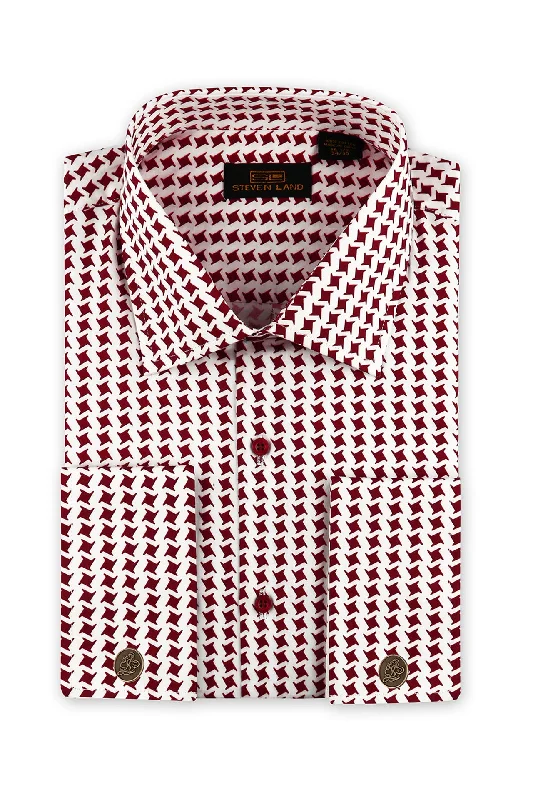 Plus Size Men's Patterned Dress Shirts in Subtle Checks for a Smart - Casual Office EnsembleSteven Land | Star-Tooth Shirt | Brick Plus Size Men's Patterned Dress Shirts in Subtle Checks for a Smart - Casual Office EnsembleSteven Land | Star-Tooth Shirt | Brick