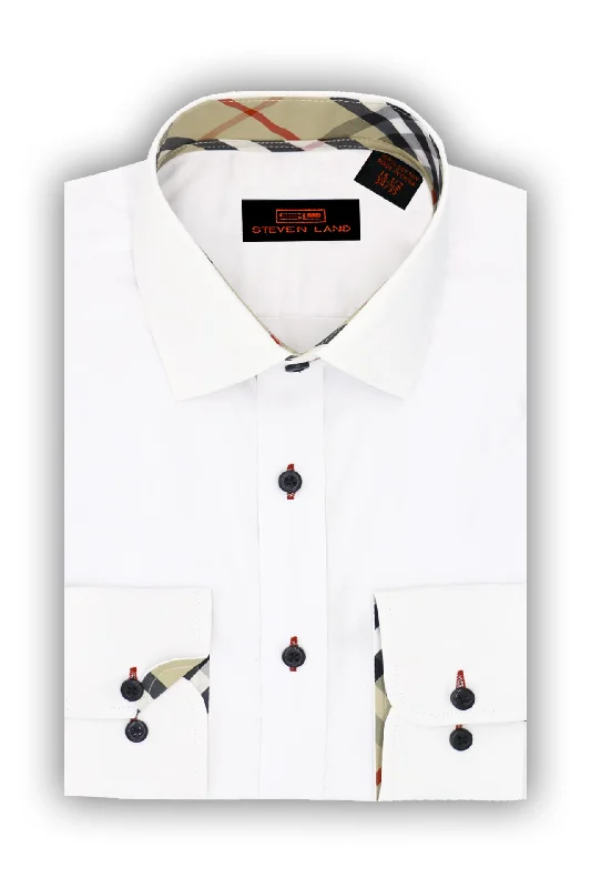 Men's Soft - Touch Modal Blend Dress Shirts in Mustard Yellow for a Bold Fashion StatementSteven Land | Tartan Ⅰ | 100% Cotton | Khaki Men's Soft - Touch Modal Blend Dress Shirts in Mustard Yellow for a Bold Fashion StatementSteven Land | Tartan Ⅰ | 100% Cotton | Khaki