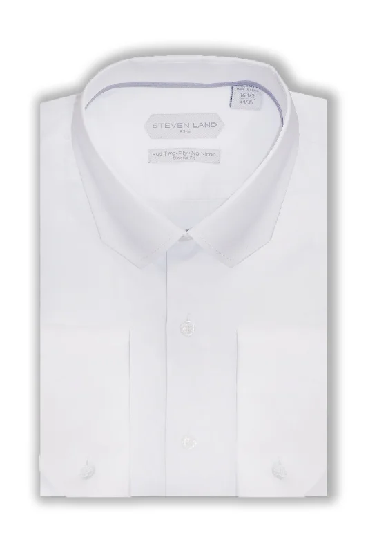 Men's Luxury Cashmere Blend Dress Shirts in Dark Brown for a High - End and Comfortable WearSteven Land |Monaco | Mitered Dress shirt | DS267 | WHITE Men's Luxury Cashmere Blend Dress Shirts in Dark Brown for a High - End and Comfortable WearSteven Land |Monaco | Mitered Dress shirt | DS267 | WHITE
