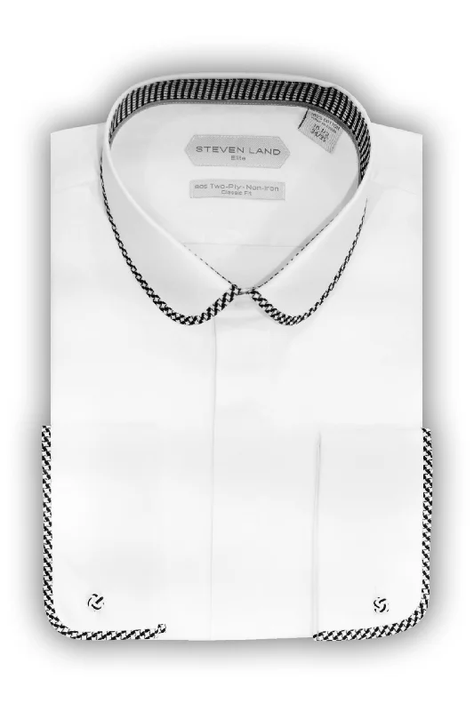 Men's Silk - Finished Dress Shirts in Silver Grey for a Glamorous Evening LookSteven Land Dress shirt | Hudson | Contrast Collar | French Cuff