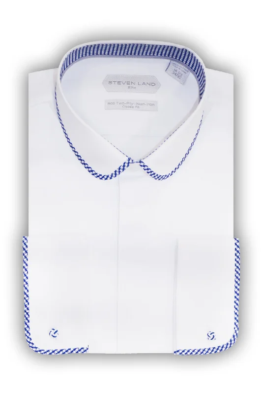 Men's Long - Tail Dress Shirts in Olive Green for Tucking into Trousers NeatlySteven Land Dress shirt | Hudson | Contrast Collar | French Cuff Men's Long - Tail Dress Shirts in Olive Green for Tucking into Trousers NeatlySteven Land Dress shirt | Hudson | Contrast Collar | French Cuff