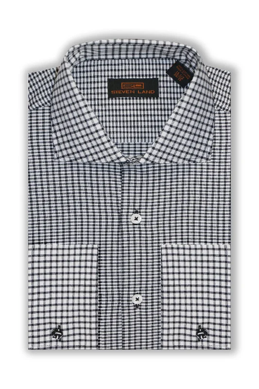 Men's Luxury Cashmere Blend Dress Shirts in Dark Brown for a High - End and Comfortable WearSteven Land | Hawthorne | Dress shirt | DS314 | BLACK Men's Luxury Cashmere Blend Dress Shirts in Dark Brown for a High - End and Comfortable WearSteven Land | Hawthorne | Dress shirt | DS314 | BLACK