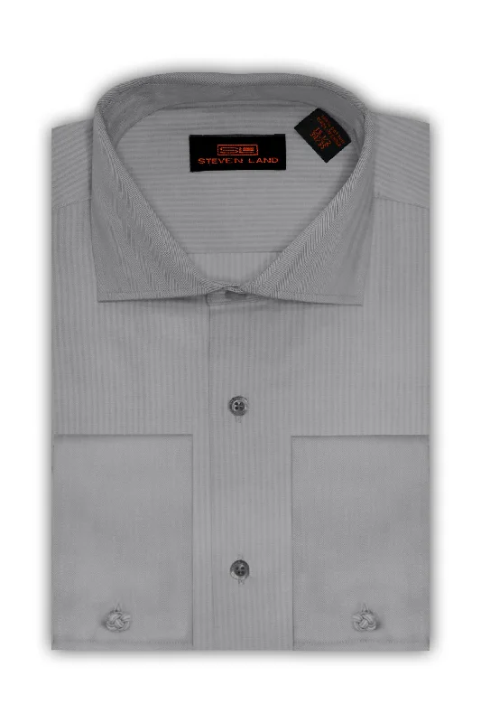 Men's Easy - Care Dress Shirts in Light Grey with a Self - Stripe Pattern for a Refined LookSteven Land |Claremont | Dress shirt | DS316 | SILVER Men's Easy - Care Dress Shirts in Light Grey with a Self - Stripe Pattern for a Refined LookSteven Land |Claremont | Dress shirt | DS316 | SILVER