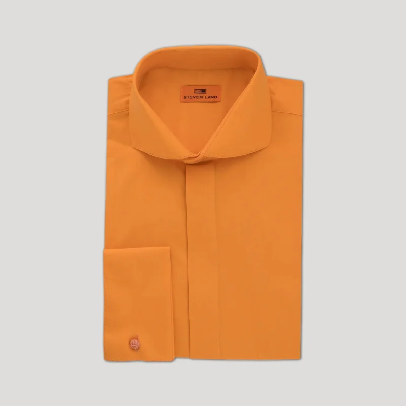 Plus Size Men's Italian - Made Silk Blend Dress Shirts in Navy Blue for a Sophisticated AppealPoplin Dress Shirt Hidden Placket 100% Cotton | Cutaway collar | French Cuff | Color Orange Plus Size Men's Italian - Made Silk Blend Dress Shirts in Navy Blue for a Sophisticated AppealPoplin Dress Shirt Hidden Placket 100% Cotton | Cutaway collar | French Cuff | Color Orange