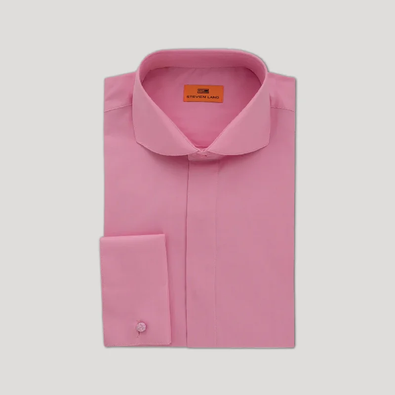 Slim Fit Men's Egyptian Cotton Dress Shirts in Crisp White for a Classic Business LookPoplin Dress Shirt Hidden Placket 100% Cotton | Cutaway collar | French Cuff | Color Pink Slim Fit Men's Egyptian Cotton Dress Shirts in Crisp White for a Classic Business LookPoplin Dress Shirt Hidden Placket 100% Cotton | Cutaway collar | French Cuff | Color Pink