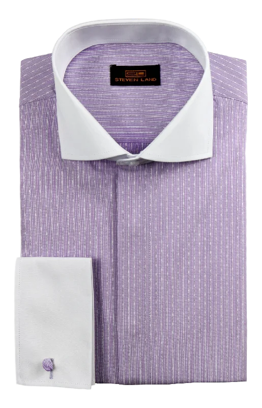 Men's Silk - Finished Dress Shirts in Silver Grey for a Glamorous Evening LookSteven Land | Handsome Dress Shirt Men's Silk - Finished Dress Shirts in Silver Grey for a Glamorous Evening LookSteven Land | Handsome Dress Shirt
