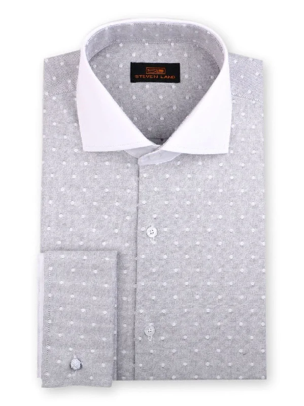 Men's Semi - Fitted Dress Shirts in Emerald Green with Mitered Cuffs for a Polished AppearanceSteven Land | Raised Woven Dot Dress Shirt Men's Semi - Fitted Dress Shirts in Emerald Green with Mitered Cuffs for a Polished AppearanceSteven Land | Raised Woven Dot Dress Shirt