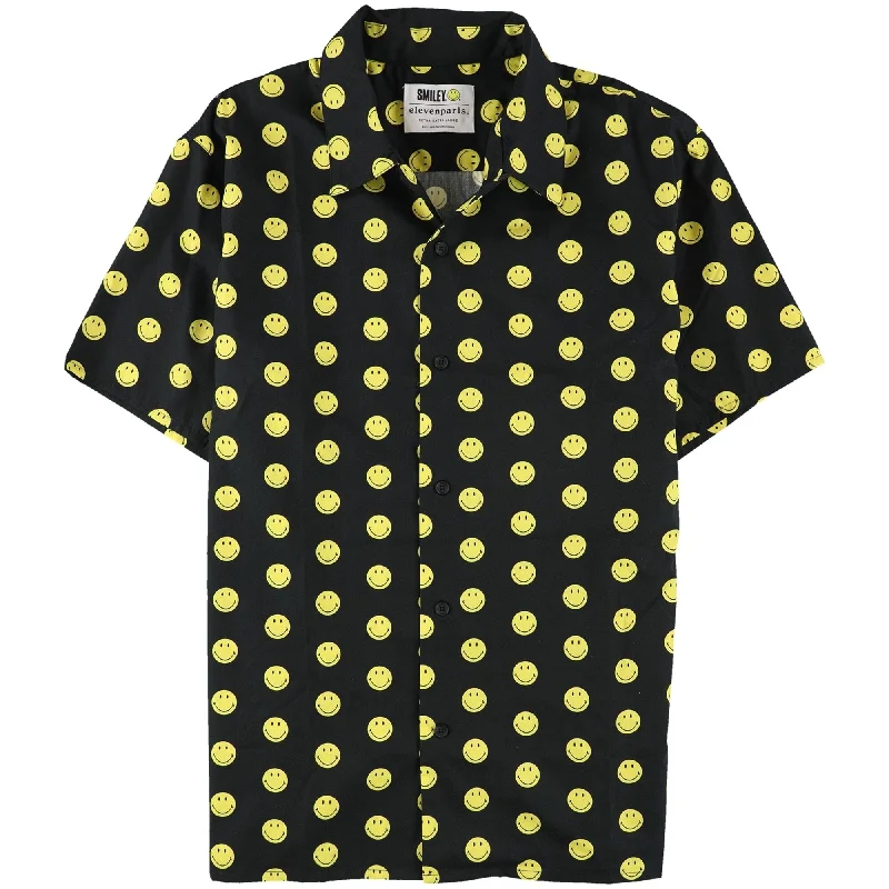 Men's Organic Cotton Casual Shirts with a Soft Handfeel for Everyday ComfortElevenparis Mens Smiley Button Up Shirt Men's Organic Cotton Casual Shirts with a Soft Handfeel for Everyday ComfortElevenparis Mens Smiley Button Up Shirt
