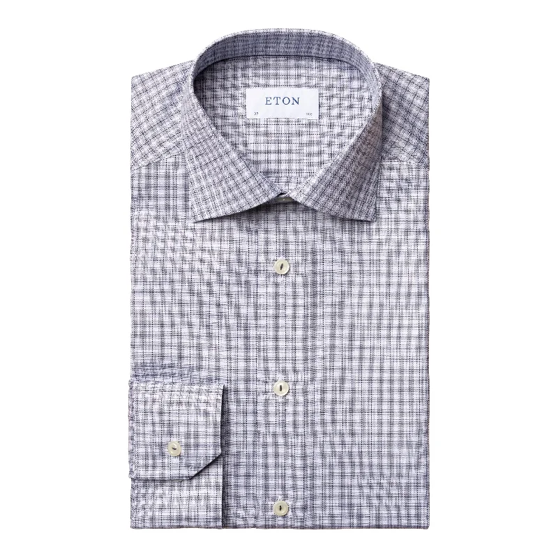 Men's Silk - Finished Dress Shirts in Silver Grey for a Glamorous Evening LookContemporary Fit - Checked Shirt Men's Silk - Finished Dress Shirts in Silver Grey for a Glamorous Evening LookContemporary Fit - Checked Shirt