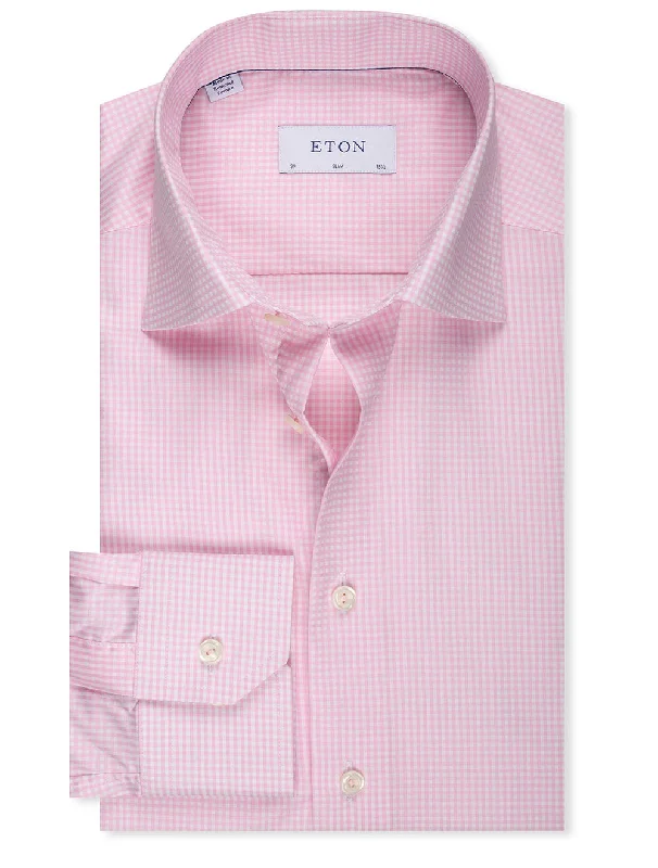 Men's Thermal - Lined Casual Shirts in Black for Added Warmth in Cold WeatherSlim Fit 2 Colour Check Fine Twill Shirt Pink Men's Thermal - Lined Casual Shirts in Black for Added Warmth in Cold WeatherSlim Fit 2 Colour Check Fine Twill Shirt Pink