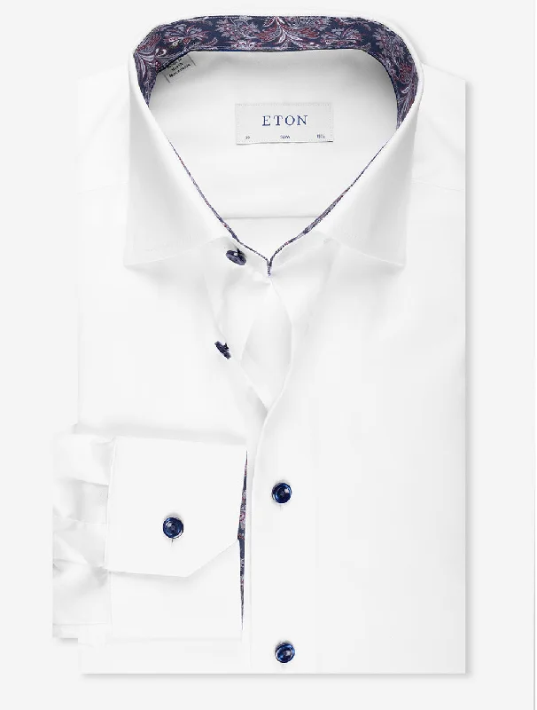Men's Moisture - Wicking Performance Fabric Casual Shirts for Outdoor ActivitiesSlim with Inlay and Contrast Button Shirt White Men's Moisture - Wicking Performance Fabric Casual Shirts for Outdoor ActivitiesSlim with Inlay and Contrast Button Shirt White