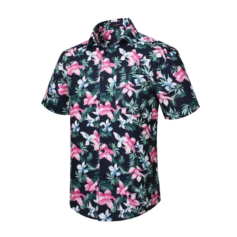 Men's Soft - Touch Modal Blend Dress Shirts in Mustard Yellow for a Bold Fashion StatementFunky Hawaiian Shirts with Pocket - 14-BLACK\PINK Men's Soft - Touch Modal Blend Dress Shirts in Mustard Yellow for a Bold Fashion StatementFunky Hawaiian Shirts with Pocket - 14-BLACK\PINK
