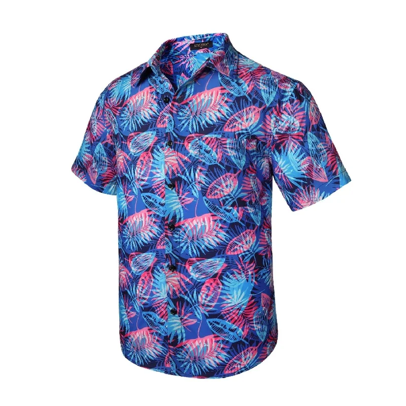 Men's Long - Tail Dress Shirts in Olive Green for Tucking into Trousers NeatlyFunky Hawaiian Shirts with Pocket - A6-BLUE PINK Men's Long - Tail Dress Shirts in Olive Green for Tucking into Trousers NeatlyFunky Hawaiian Shirts with Pocket - A6-BLUE PINK