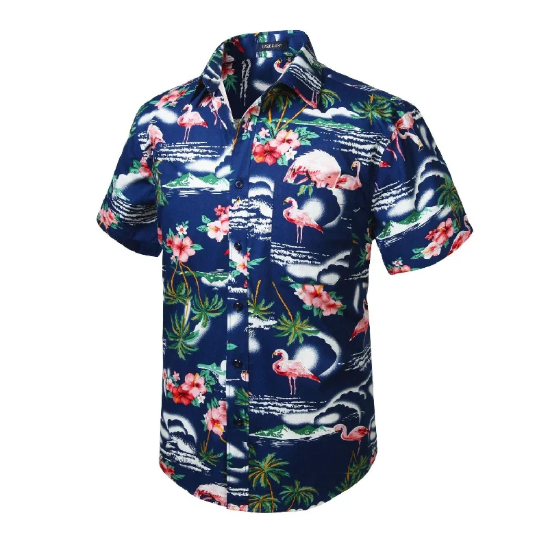Slim Fit Men's Egyptian Cotton Dress Shirts in Crisp White for a Classic Business LookFunky Hawaiian Shirts with Pocket - NAVY BLUE-1 Slim Fit Men's Egyptian Cotton Dress Shirts in Crisp White for a Classic Business LookFunky Hawaiian Shirts with Pocket - NAVY BLUE-1