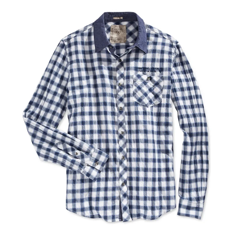 Men's Tailored Fit Checkered Casual Shirts in Multicolor for a Smart - Casual EnsembleGUESS Mens Check Print Button Up Shirt, Blue, XX-Large Men's Tailored Fit Checkered Casual Shirts in Multicolor for a Smart - Casual EnsembleGUESS Mens Check Print Button Up Shirt, Blue, XX-Large