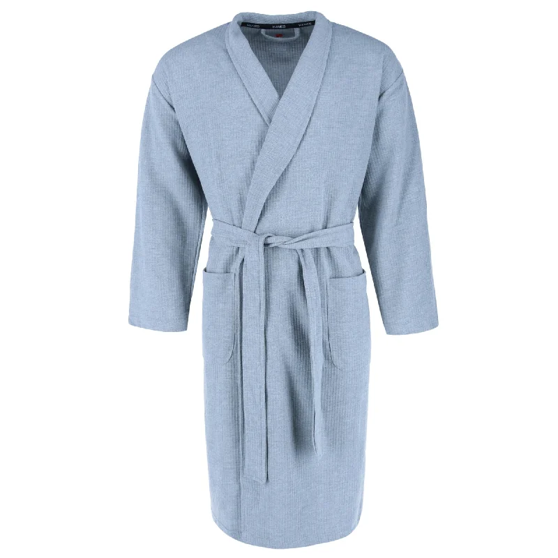 Men's cotton robes with a classic stripe pattern​Hanes Men's Waffle Knit Robe