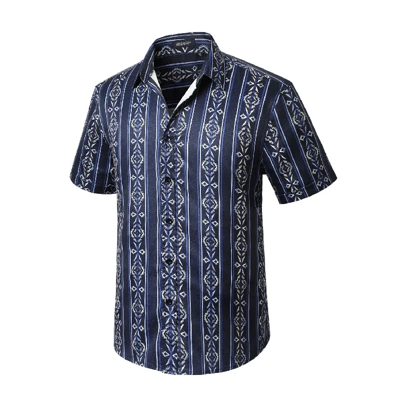 Men's Tailored Fit Linen Blend Dress Shirts in Beige for a Summer Wedding AttireHawaiian Tropical Shirts with Pocket - LIGHT BLUE