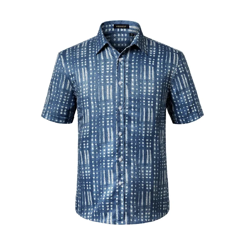 Hawaiian Tropical Shirts with Pocket - LIGHT BLUE