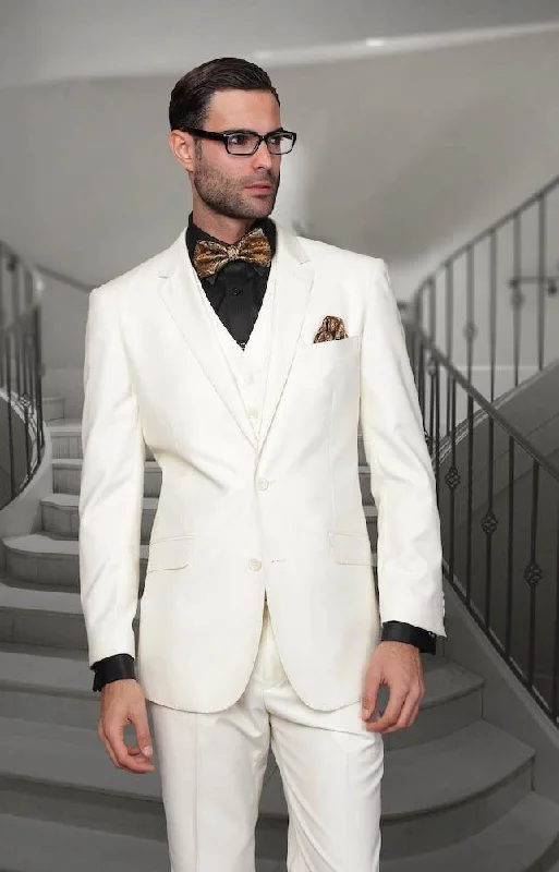 Men's Embroidered Detail Casual Shirts in Beige for a Touch of EleganceMen's 3 Piece Tailored Fit Wool Suit by Statement-Off White Men's Embroidered Detail Casual Shirts in Beige for a Touch of EleganceMen's 3 Piece Tailored Fit Wool Suit by Statement-Off White