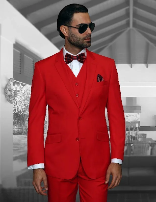 Men's Short - Sleeve Linen Casual Shirts in Light Khaki for a Breathable Summer OptionMen's 3 Piece Tailored Fit Wool Suit by Statement-Red Men's Short - Sleeve Linen Casual Shirts in Light Khaki for a Breathable Summer OptionMen's 3 Piece Tailored Fit Wool Suit by Statement-Red