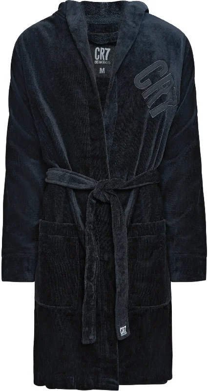 Men's robes with a zip - front closure​CR7 Men's Bathrobe -100% Cotton [Black]