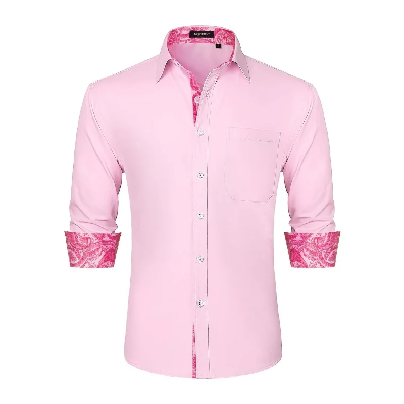 Plus Size Men's Striped Dress Shirts in Navy and White for a Nautical - Inspired StyleMen's Patchwork Dress Shirt with Pocket - PINK/HOT PINK Plus Size Men's Striped Dress Shirts in Navy and White for a Nautical - Inspired StyleMen's Patchwork Dress Shirt with Pocket - PINK/HOT PINK