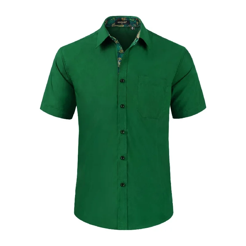 Men's Spread Collar Dress Shirts in Light Pink for a Stylish and Modern Office LookMen's Short Sleeve Shirt with Pocket - A1-GREEN1 Men's Spread Collar Dress Shirts in Light Pink for a Stylish and Modern Office LookMen's Short Sleeve Shirt with Pocket - A1-GREEN1