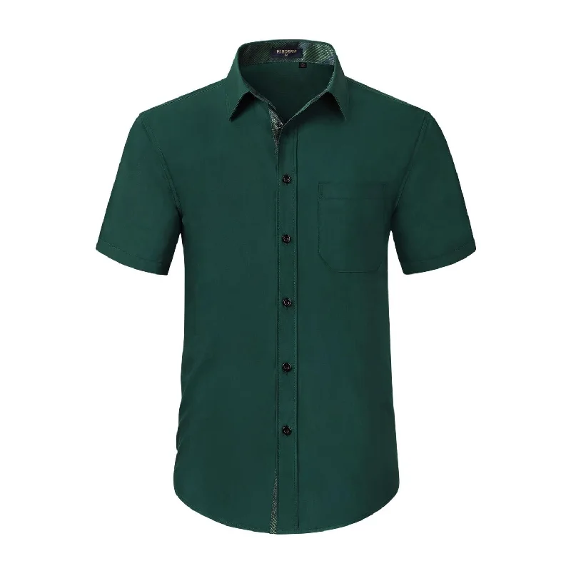 Plus Size Men's Italian - Made Silk Blend Dress Shirts in Navy Blue for a Sophisticated AppealMen's Short Sleeve Shirt with Pocket - B1-GREEN2 Plus Size Men's Italian - Made Silk Blend Dress Shirts in Navy Blue for a Sophisticated AppealMen's Short Sleeve Shirt with Pocket - B1-GREEN2