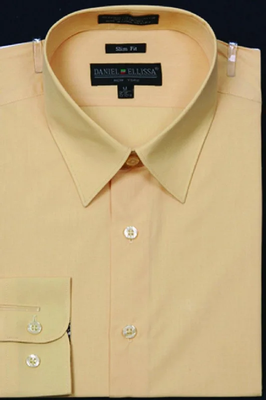Men's Organic Cotton Casual Shirts with a Soft Handfeel for Everyday ComfortMen's Slim Fit Dress Shirt Color Corn