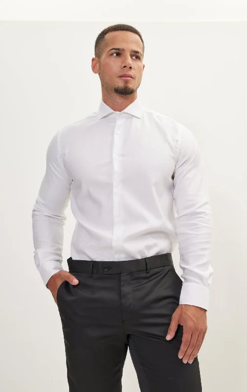 Men's Moisture - Wicking Dress Shirts in Charcoal for a Cool and Dry Feeling at WorkPure Cotton French Placket Spread Collar Dress Shirt - White Grey Striped Men's Moisture - Wicking Dress Shirts in Charcoal for a Cool and Dry Feeling at WorkPure Cotton French Placket Spread Collar Dress Shirt - White Grey Striped