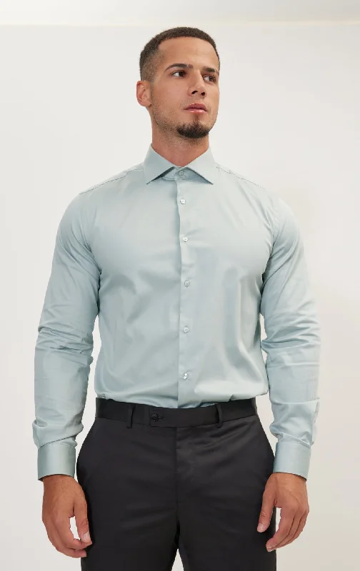 Men's Spread Collar Dress Shirts in Light Pink for a Stylish and Modern Office LookPure Cotton Dress Shirt - Sage Men's Spread Collar Dress Shirts in Light Pink for a Stylish and Modern Office LookPure Cotton Dress Shirt - Sage