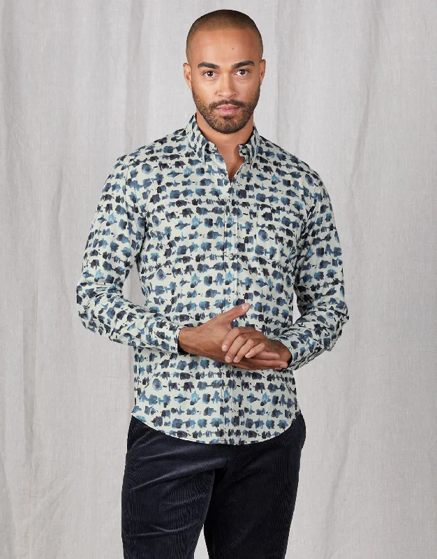 Men's Long - Line Oversized Casual Shirts in Dark Gray for a Relaxed and Modern LookOhope Blue & White Watercolour Print Shirt Men's Long - Line Oversized Casual Shirts in Dark Gray for a Relaxed and Modern LookOhope Blue & White Watercolour Print Shirt