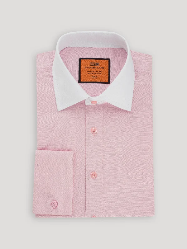 Men's Cotton Poplin Dress Shirts in Royal Blue with a Box Pleat at the Back for Added ComfortPoplin Dress Shirt | Classic Fit | French Cuff | 100% Cotton | Pink