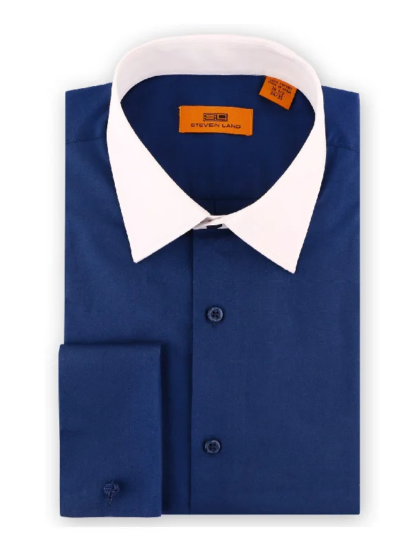 Men's Stretch Fabric Dress Shirts in Tan for a Comfortable and Flexible Fit All Day LongPoplin Dress Shirt | Classic Fit | French Cuff | 100% Cotton | Navy Men's Stretch Fabric Dress Shirts in Tan for a Comfortable and Flexible Fit All Day LongPoplin Dress Shirt | Classic Fit | French Cuff | 100% Cotton | Navy