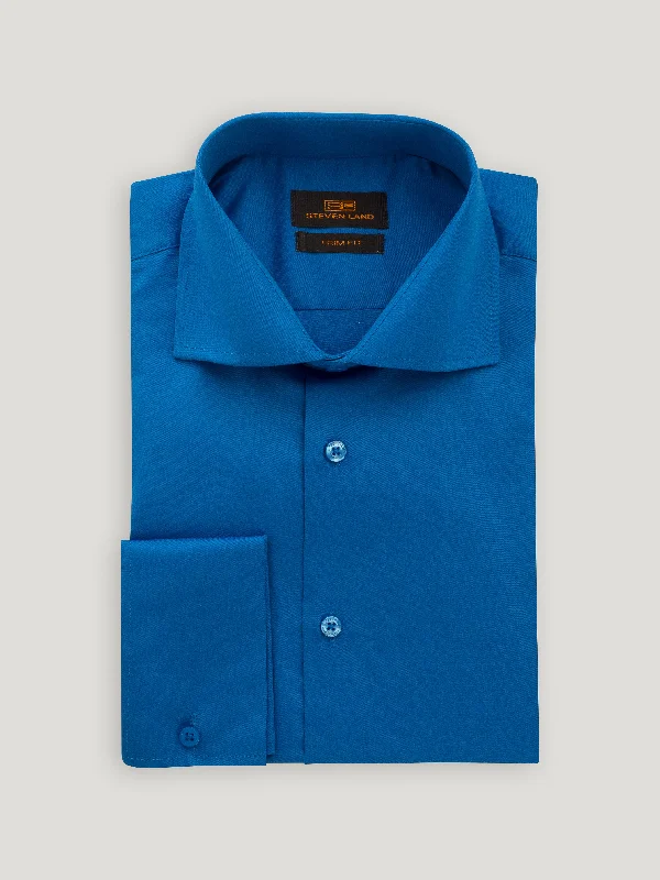 The Next Generation Satin Dress Shirt | 100% Cotton | Modern Point Collar | Royal