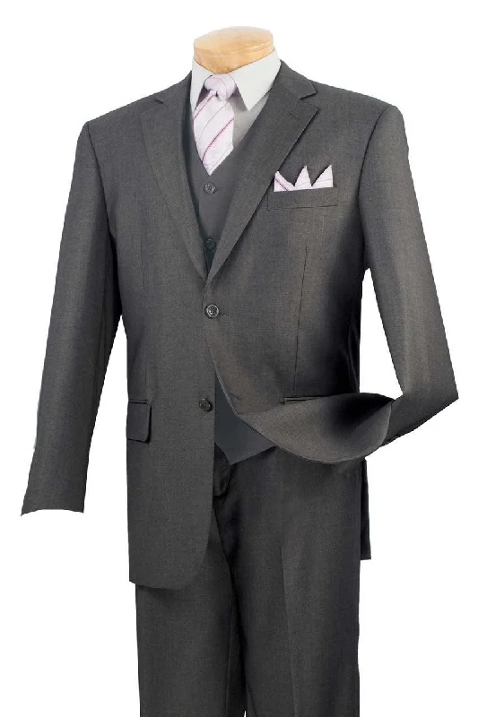 Men's Long - Line Oversized Casual Shirts in Dark Gray for a Relaxed and Modern LookThree Piece Classic Fit Vested Suit Color Heather Gray Men's Long - Line Oversized Casual Shirts in Dark Gray for a Relaxed and Modern LookThree Piece Classic Fit Vested Suit Color Heather Gray