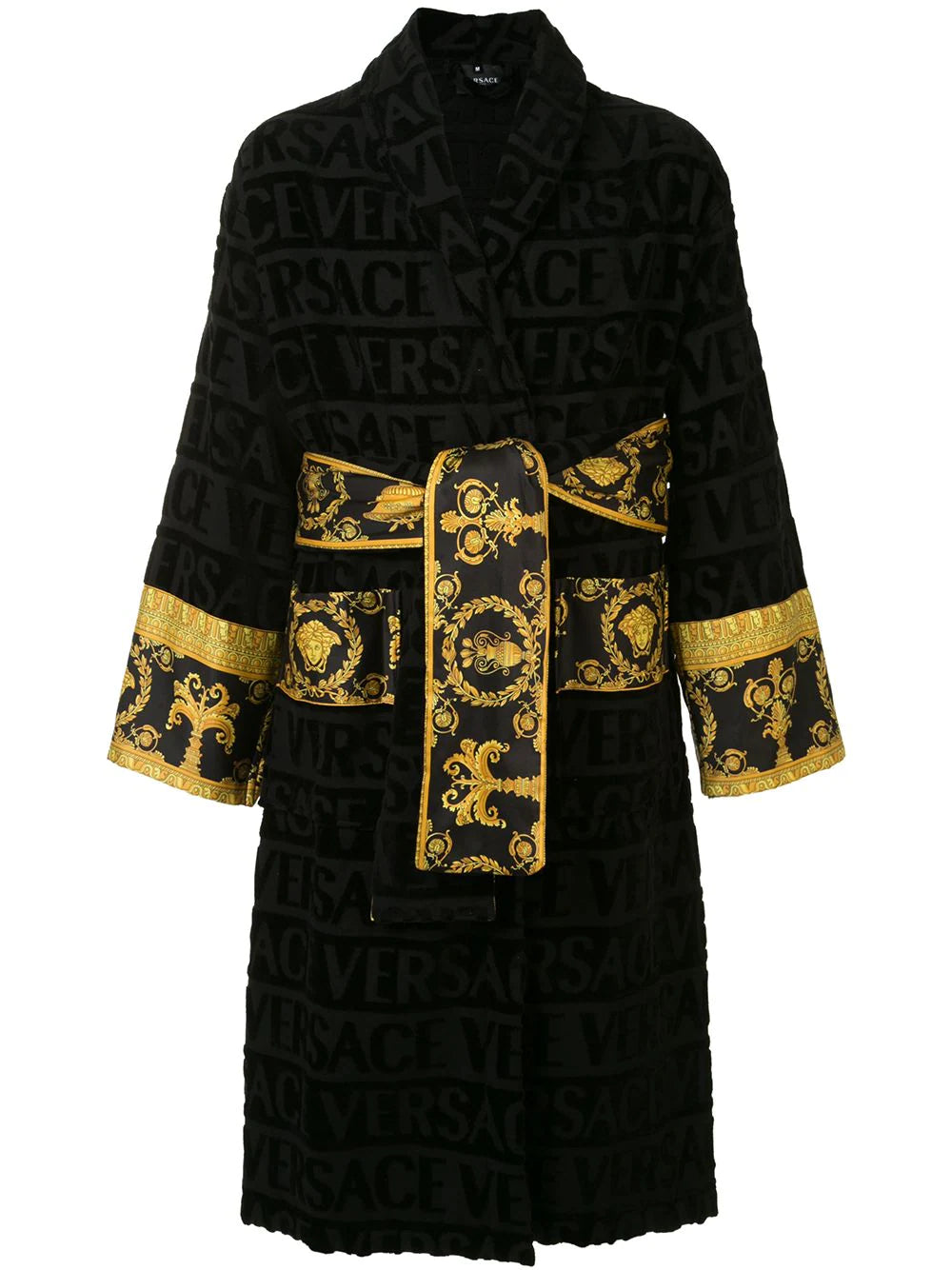 Men's robes with a mesh lining for breathabilityVersace Black I ♡ Baroque Trim Bathrobe Men's robes with a mesh lining for breathabilityVersace Black I ♡ Baroque Trim Bathrobe