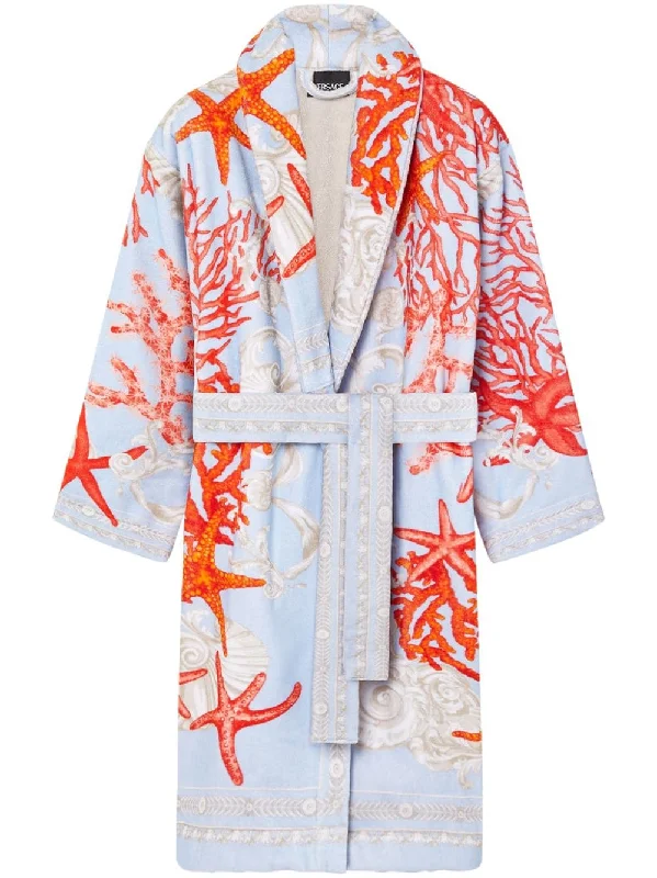 Men's robes with a toggle - closure system​Versace La Mer Blue Bathrobe