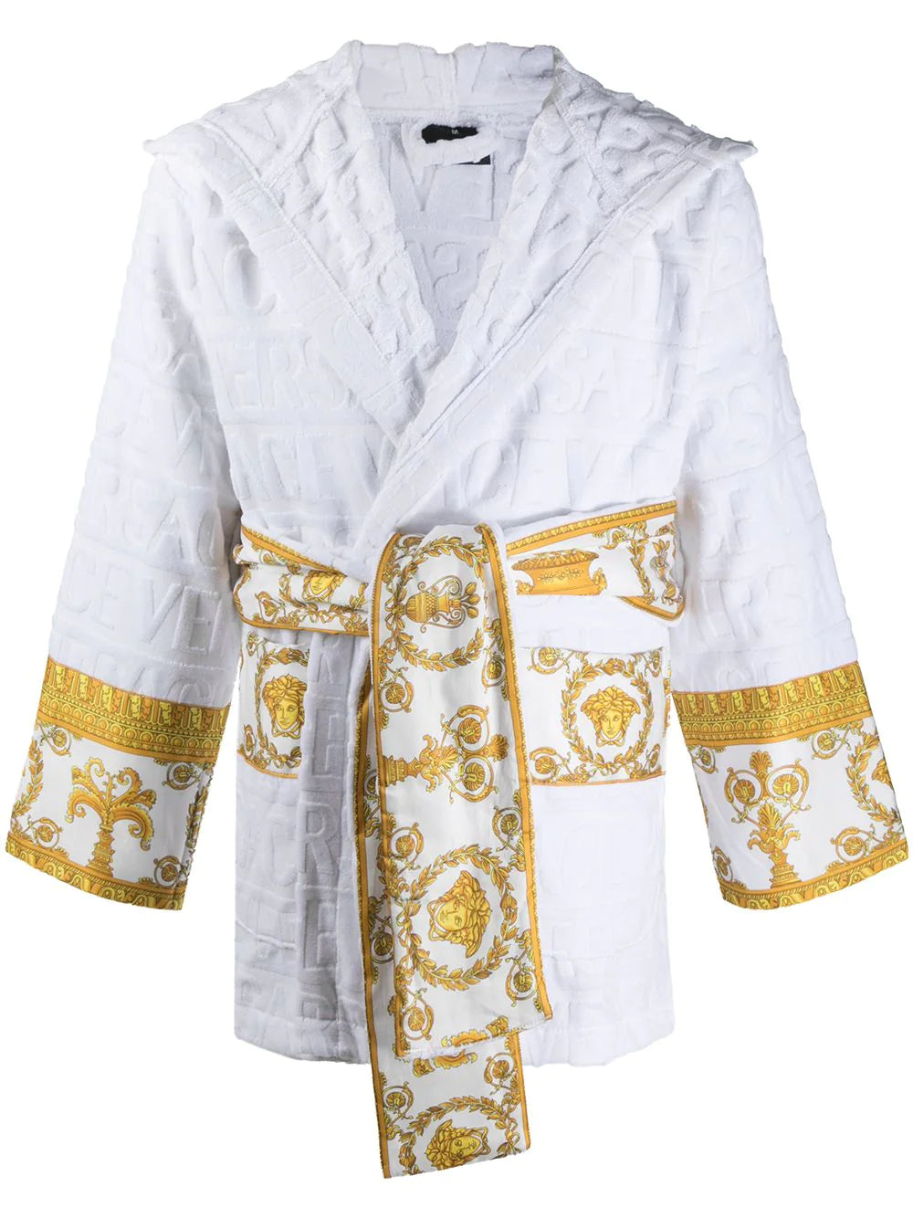 Men's robes with a waxed - cotton exteriorVersace White Hooded I ♡ Baroque Trim Bathrobe Men's robes with a waxed - cotton exteriorVersace White Hooded I ♡ Baroque Trim Bathrobe