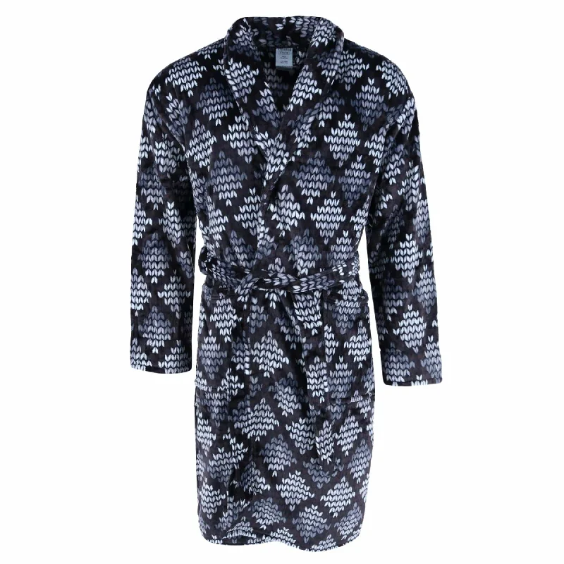 Men's plus - size robes for a comfortable fitWanted Men's Diamond Pattern Plush Robe Men's plus - size robes for a comfortable fitWanted Men's Diamond Pattern Plush Robe