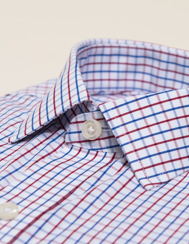 Wrinkle-Resistant Red and Navy Tattersall