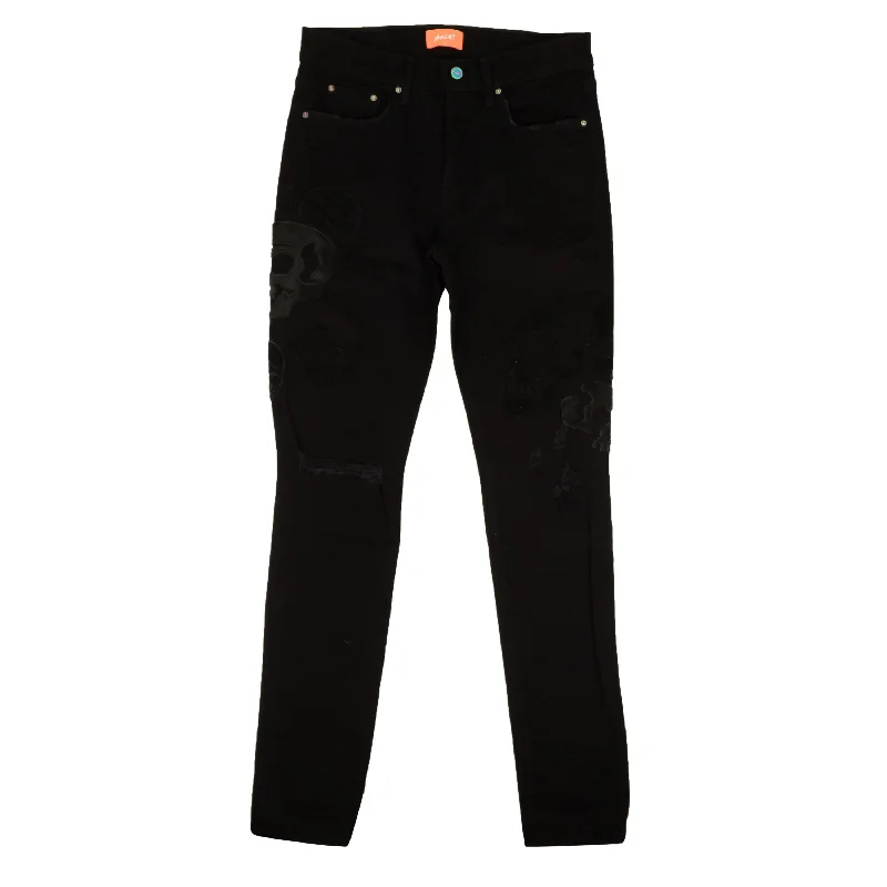 Men's Cargo Jeans with Multiple Pockets for a Practical and Outdoor - Friendly LookBOSSI Black Cotton Skull Head Design Slim-Fit Jeans