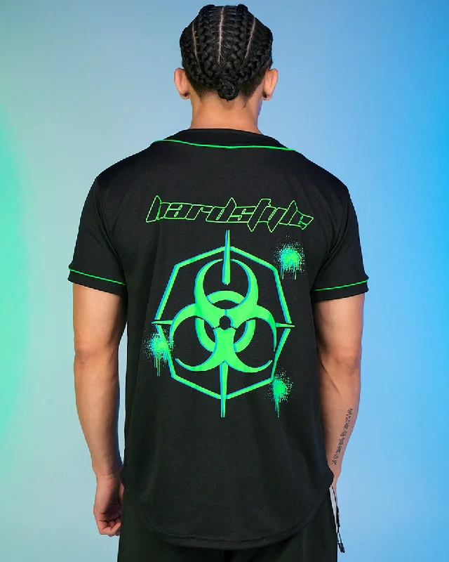 Men's Throwback Rugby Jerseys of Historic Matches and Teams for Rugby History BuffsBiohazard Hardstyle Blacklight Green Jersey Men's Throwback Rugby Jerseys of Historic Matches and Teams for Rugby History BuffsBiohazard Hardstyle Blacklight Green Jersey