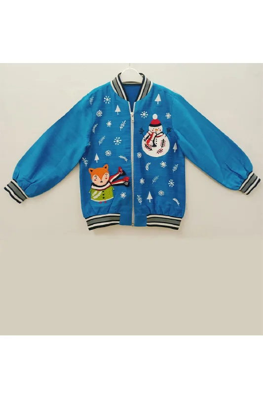 Men's Single - Breasted Cashmere Blazer in Camel for a Luxurious and Elegant Winter LookBlue snowman embroidered bomber jacket Men's Single - Breasted Cashmere Blazer in Camel for a Luxurious and Elegant Winter LookBlue snowman embroidered bomber jacket
