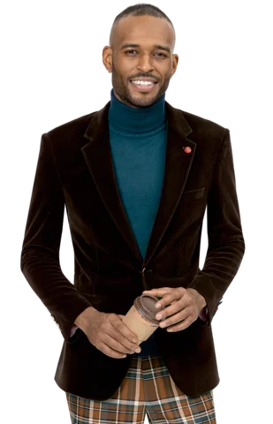 Men's Slim Fit Denim Blazer in Blue for a Casual and Trendy Streetwear LookBrown Solid Velvet Blazer J134