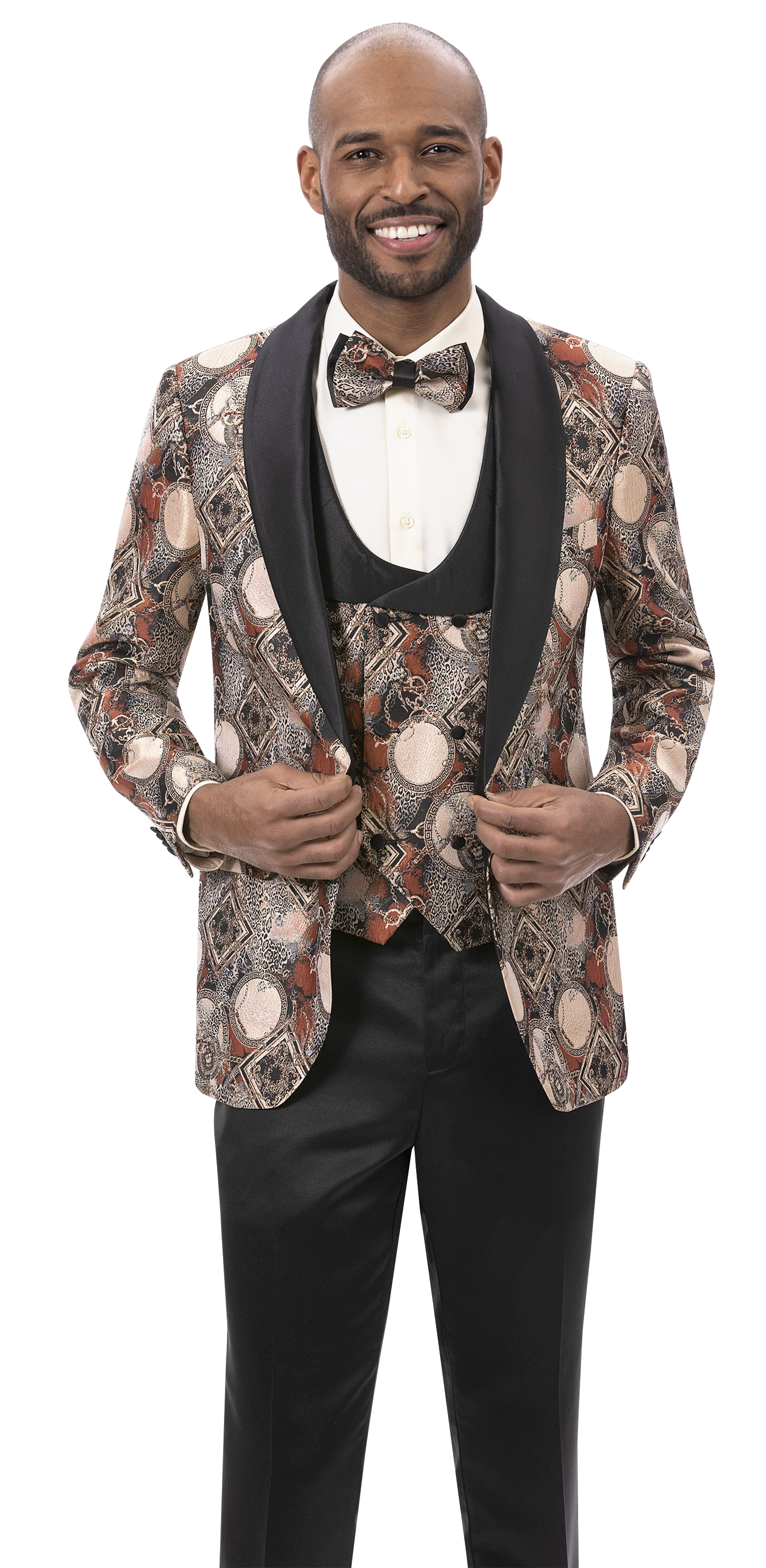 Men's Slim Fit Denim Blazer in Blue for a Casual and Trendy Streetwear LookRust Geometric Printed Fashion Blazer with Vest J180 Men's Slim Fit Denim Blazer in Blue for a Casual and Trendy Streetwear LookRust Geometric Printed Fashion Blazer with Vest J180