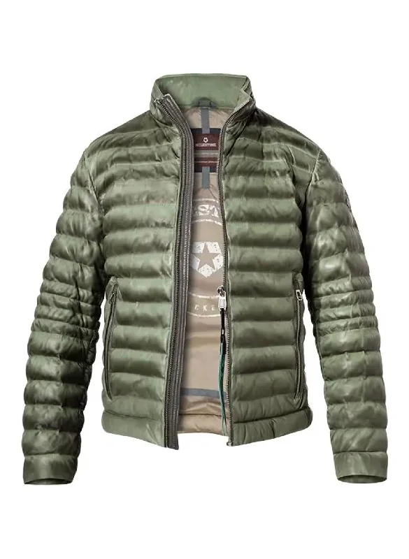 Performance - driven men jackets with breathable fabric for sportsCavallino Leather Jacket In Mint Green Performance - driven men jackets with breathable fabric for sportsCavallino Leather Jacket In Mint Green