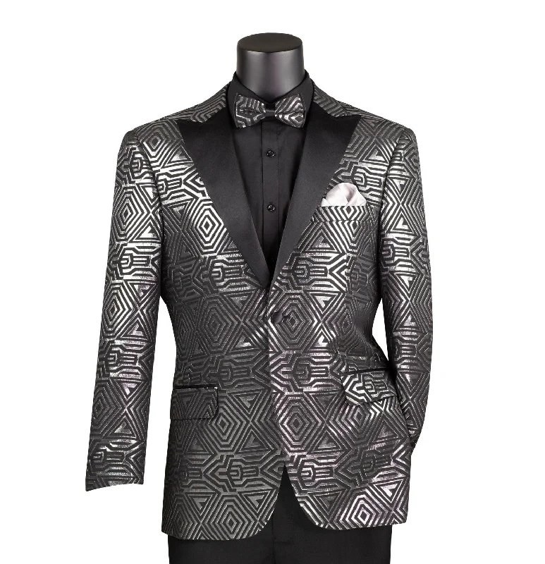 Celticlore Collection: Silver Metalic Design Single Breasted Modern Fit Blazer